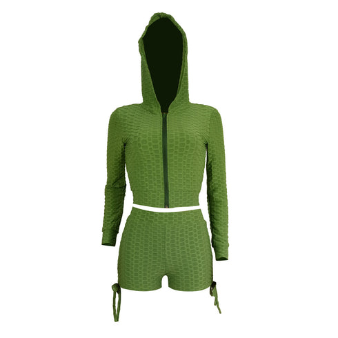 Yoga Women's Zipper Hoodie Two Piece Outfits Sport Suit