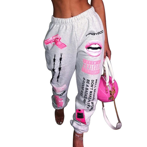 Young Women's Loose Fashionable Printed Sportswear Pants