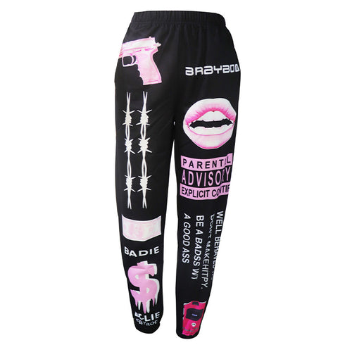 Young Women's Loose Fashionable Printed Sportswear Pants