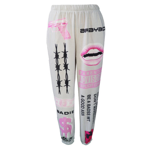 Young Women's Loose Fashionable Printed Sportswear Pants
