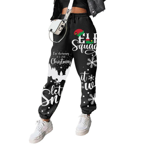 Young Women's Loose Printed Sportswear Harem Pants