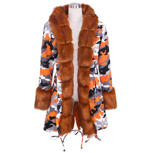 Young Women's Stylish Thick Cotton-padded Faux Fur Coats
