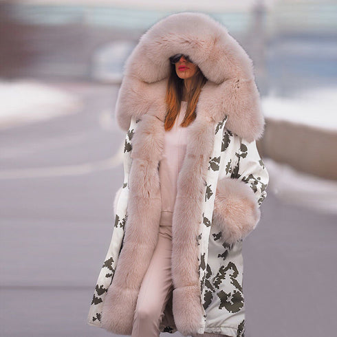 Young Women's Stylish Thick Cotton-padded Faux Fur Coats