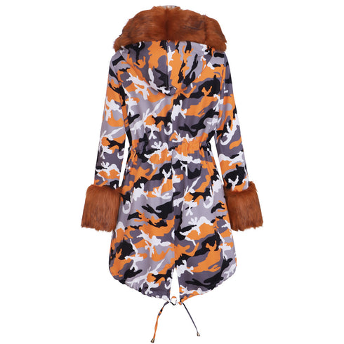 Young Women's Stylish Thick Cotton-padded Faux Fur Coats
