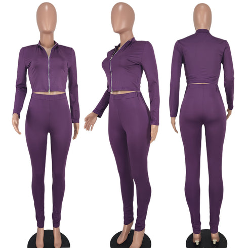 Zip Up Sportswear Women's Fit Two Piece Outfits