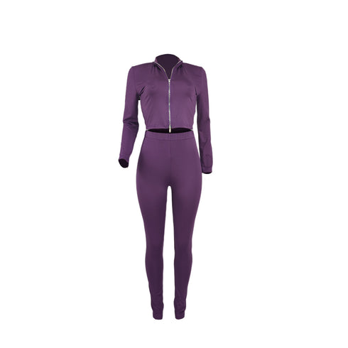 Zip Up Sportswear Women's Fit Two Piece Outfits