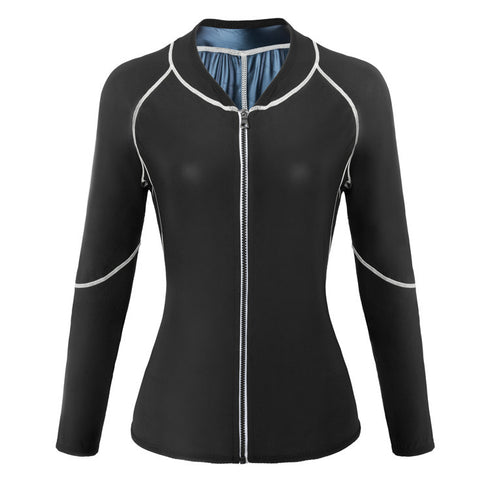 Zipper Women's Hot Sweat Body Shaper Long Sleeve Shirt Tops