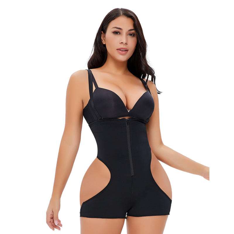 Wholesale XS-6XL new 2 colors plus-size lace trim zip-up sling stretch  abdominal and hip lift shapewear(no pad) GA005370 